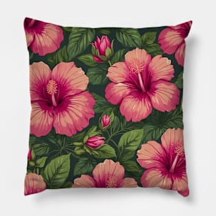 Pink hibiscus flowers Pillow