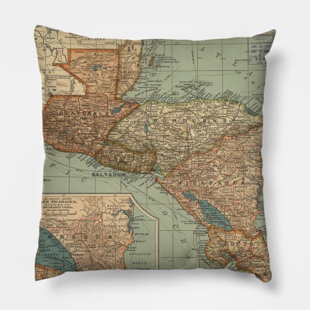 Vintage Map of Central America (1902) Pillow by Bravuramedia