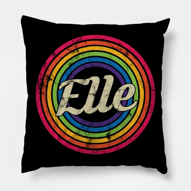 Elle - Retro Rainbow Faded-Style Pillow by MaydenArt