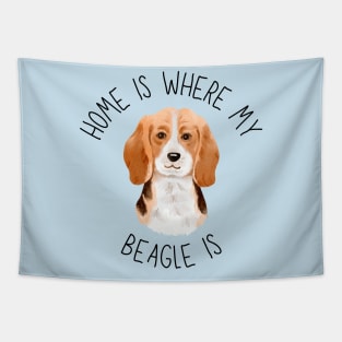 Home is Where My Beagle Is Dog Breed Lover Watercolor Tapestry