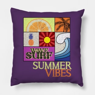 beach vacation Summer Vibes wave surf Beach Illustration Pillow