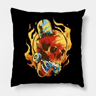 Skull Flame Skater Description Pillow