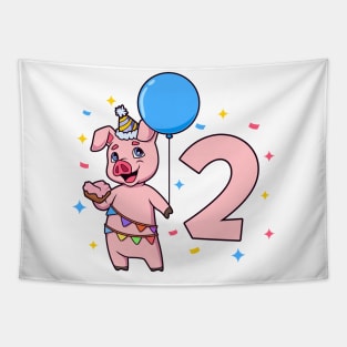 I am 2 with pig - kids birthday 2 years old Tapestry