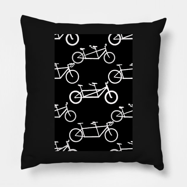 Tandem types pattern - white on black Pillow by ashalye