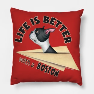 Fun awesome Boston Terrier in Paper Airplane Pillow