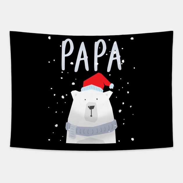 Mens Papa Bear Christmas Santa Hat Family Matching Tapestry by teeleoshirts