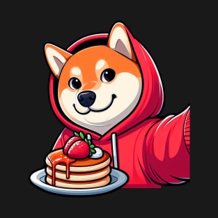 Shiba Inu Strawberry Pancakes Selfie Time T-Shirt