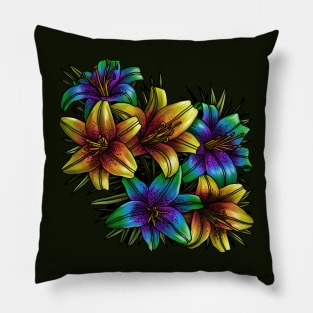 Rainbow Lilies Pillow