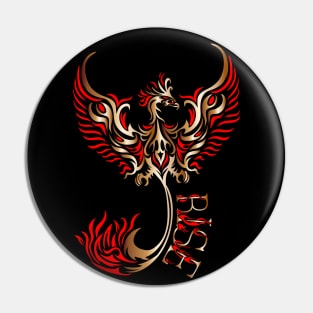 Rise up like a Phoenix from the ashes. Copper and Red Phoenix in a Tribal / Tattoo Art style Pin