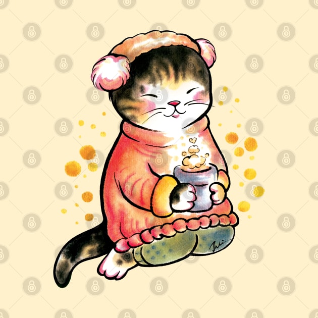 Cat with sweet hot drink by juliewu