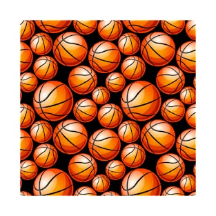 Orange on Black Basketball Pattern T-Shirt