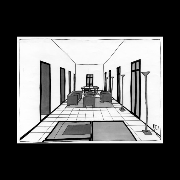 Architecture House Sketch Black and White Stylish by lostnprocastinating