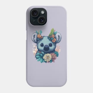 Cute Koala bear face with flowers t-shirt design, apparel, mugs, cases, wall art, stickers, travel mug Phone Case