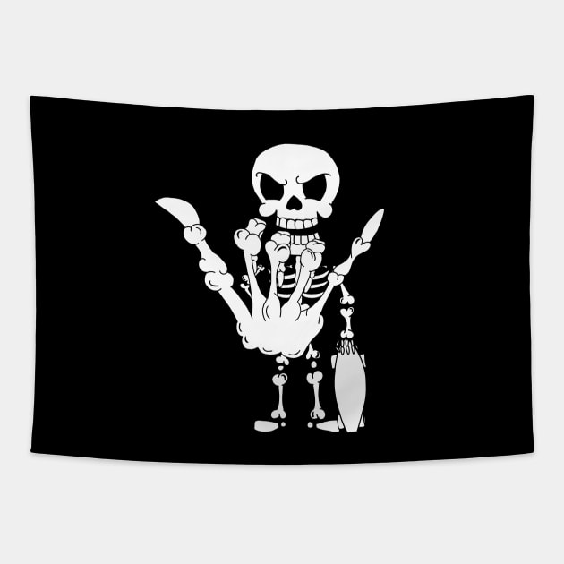 Shaka Skeleton with Skateboard Tapestry by Rogue Ramblers