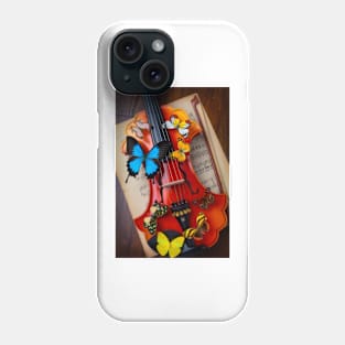 Baroque Violin With Many Butterflies Phone Case