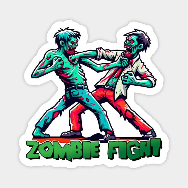 Tiger vs Zombie Fight Magnet by Rawlifegraphic