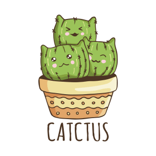 Cute Cat Face Cactus T-Shirt