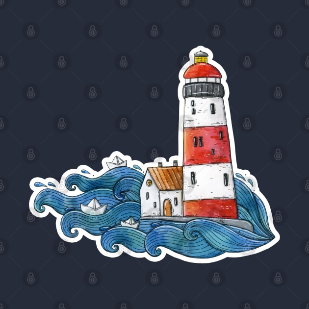 Lighthouse on waves by Tania Tania