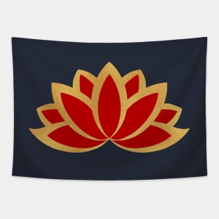 Red and gold lotus design , Traditional lotus Tapestry