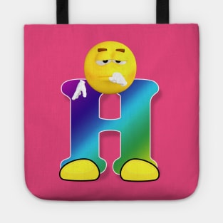 Letter H Alphabet Smiley Monogram Face Emoji Shirt for Men Women Kids Tote