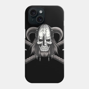 Viking Skull in Helmet and Crossed Axes Graphic Phone Case