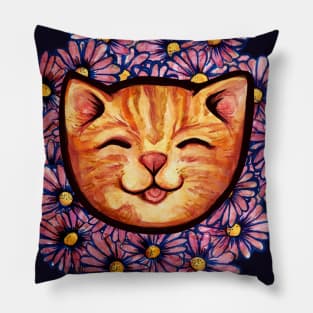 Happy Orange Tabby Cat Pillow