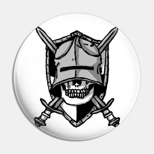 Dark and Gritty Knight Skull - Sword and Shield Coat of Arms Pin