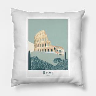 Vintage Italy Rome Colosseum Travel Poster" Pillow