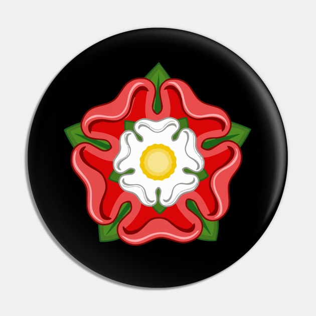 English Red Tudor Rose Heraldic Emblem Black Pin by RetroGeek