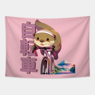 Cycling Otter Anime Manga Aesthetic Tapestry