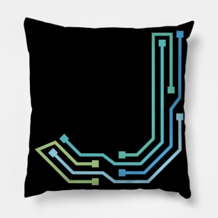 Alphabet J Circuit Typography Design Pillow