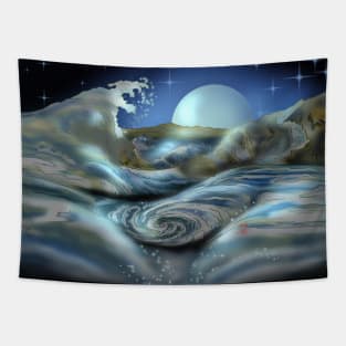 Awa Prefecture whirlpool rapids on a dark starry night in Japan Tapestry