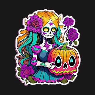 Anime Elegance: La Catrina Reimagined Tee T-Shirt