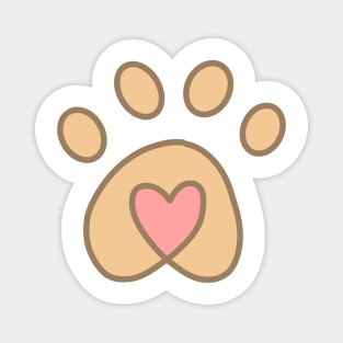 Dog Paw Color Heart Magnet