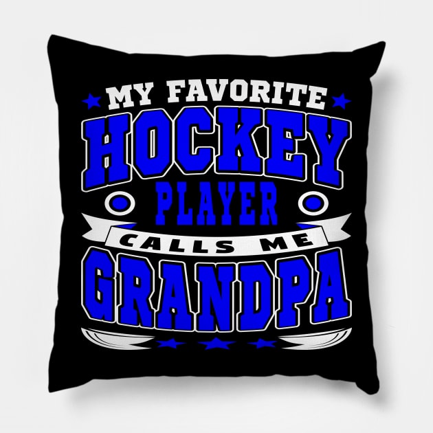 Calls Me Grandpa Funny Grandchildren Hockey Lover Typography Pillow by JaussZ