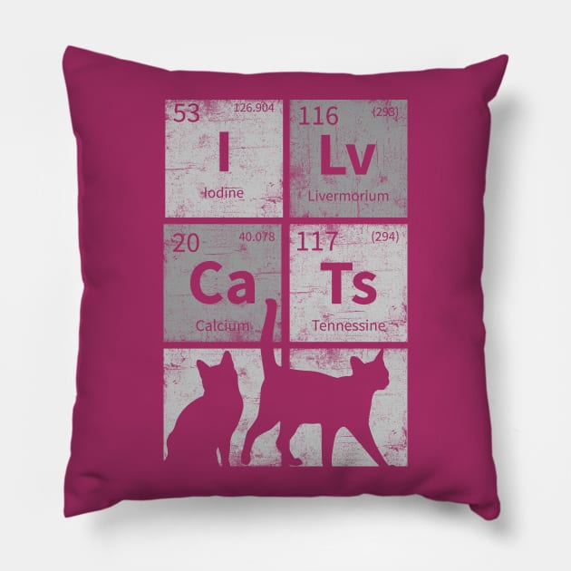 Cat lovers funny I love cats chemical elements lovely distressed design Pillow by Keleonie