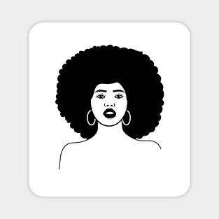 Black and white woman with afro illustration Magnet