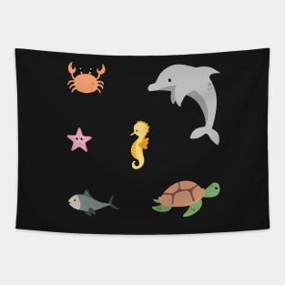 Cute Sea Creatures sticker pack Tapestry