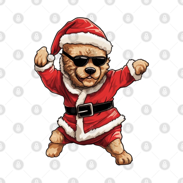 Cartoon Christmas Poodle Dog Dancing by Chromatic Fusion Studio