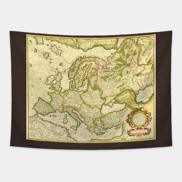 Antique Map of Europe by Gerardus and Rumold Mercator, 1595 Tapestry by MasterpieceCafe