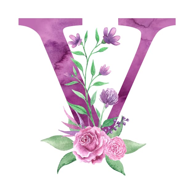 Floral Monogram V Beautiful Rose Bouquet by floralmonogram