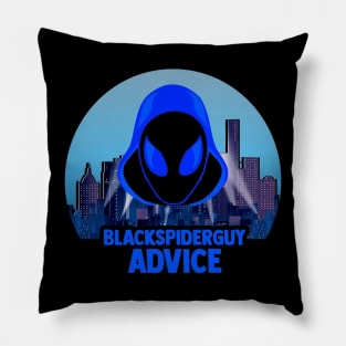 Black Spider Guy Advice (City Background) Pillow