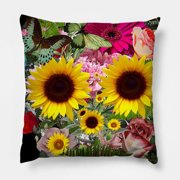 floral skull, cool skull, skull mask face Pillow by Collagedream