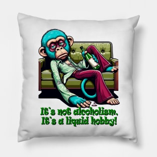 Retro 70s drunk Chillout - Drunk Monkey Humor Vintage Sofa Art Pillow