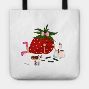 Strawberry  girl coloring sticker Tote