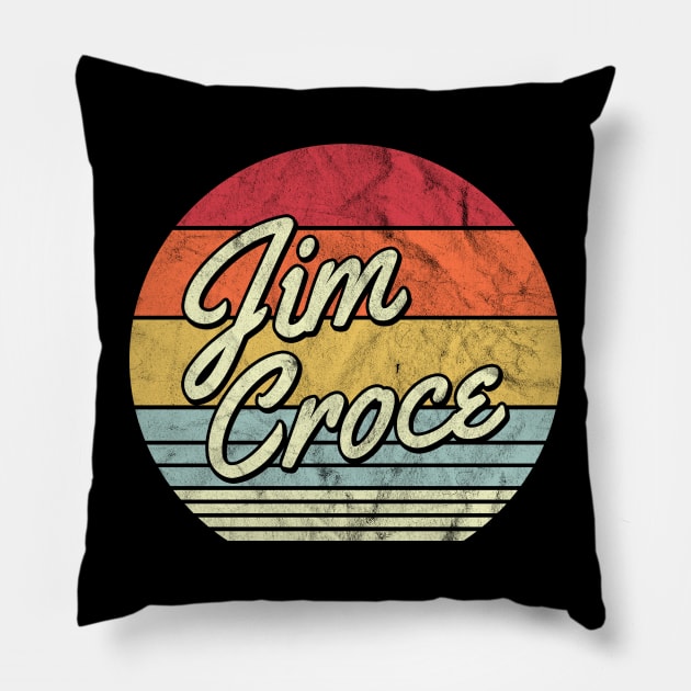 Jim Croce Retro 70s Style Sunset Pillow by Horton Cyborgrobot