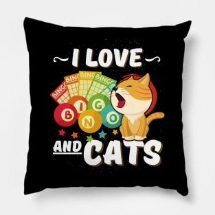 Gambling Cat Lover I Love Bingo And Cats Bingo Player Bingo Game Pillow