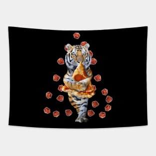 Tiger Tigers Eating Pizza, Funny Cute Tapestry