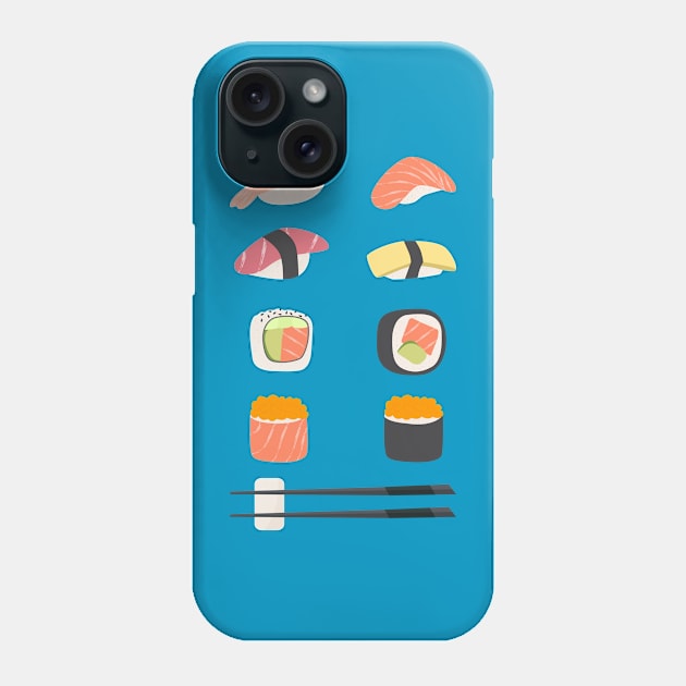 Set of different sushi types and chopsticks - japanese food Phone Case by TinyFlowerArt