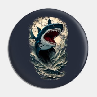 Shark and  ocean Pin